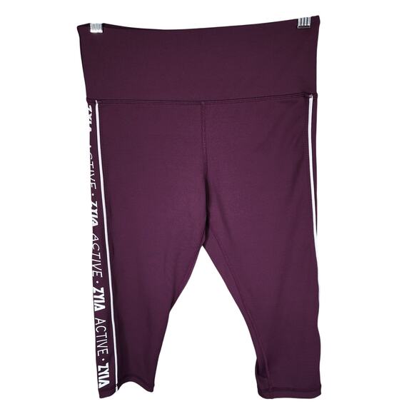 Zyia Active Legging 6-8 Women Light N Tight High‎ Rise Crop Tuxedo Spellout 16" - Picture 2 of 9